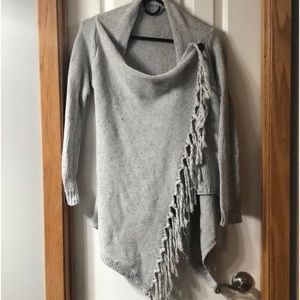 New Sweater Waterfall Front with Top Side Button Fringe Down the Front